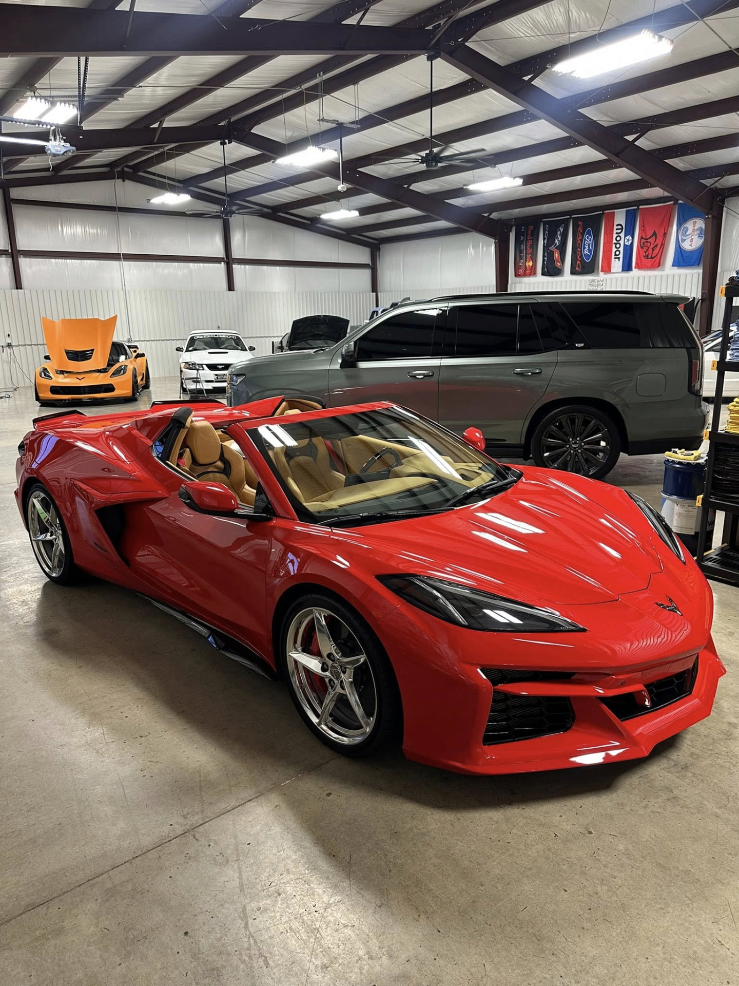 car detailing in Longview by SE Auto Solutions — Red Corvette convertible — high-gloss showroom detail, Longview